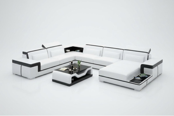 Narożnikowa kanapa Żywy krajobraz Sofa U Shape Podkładka Couchen Skóra Design Illuminated Couch