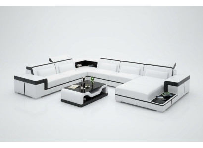 Narożnikowa kanapa Żywy krajobraz Sofa U Shape Podkładka Couchen Skóra Design Illuminated Couch