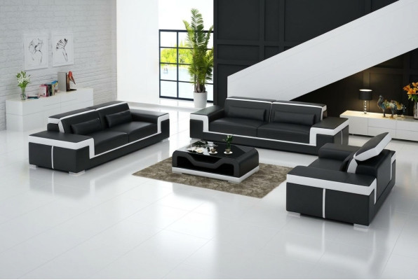 Design Couch Podkładka Sofy Skóra Nowoczesny Zestaw sofowy 3+1 miejsce do siedzenia Kompletny Zestaw Nowy