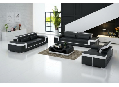 Design Couch Podkładka Sofy Skóra Nowoczesny Zestaw sofowy 3+1 miejsce do siedzenia Kompletny Zestaw Nowy