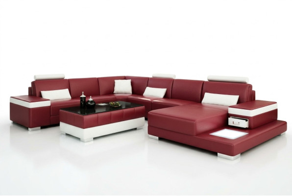 Skórzana sofa kanapa Żywy krajobraz Narożnikowa kanapa Ustaw Design Nowoczesna Sofa Light USB