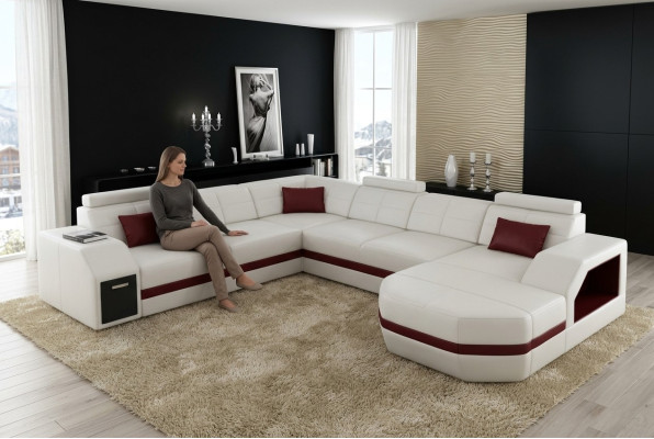 Żywy krajobraz Skórzana sofa kanapa Narożnikowa kanapa Narożnik Ustaw Design Nowoczesna Sofa z USB