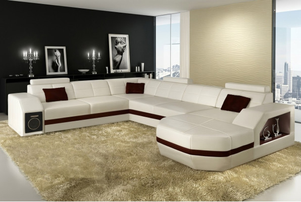 Żywy krajobraz Skórzana sofa kanapa Narożnikowa kanapa Narożnik Ustaw Design Nowoczesna Sofa z USB