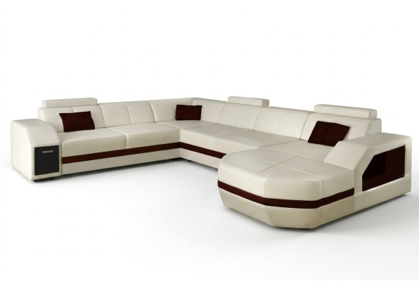 Żywy krajobraz Skórzana sofa kanapa Narożnikowa kanapa Narożnik Ustaw Design Nowoczesna Sofa z USB