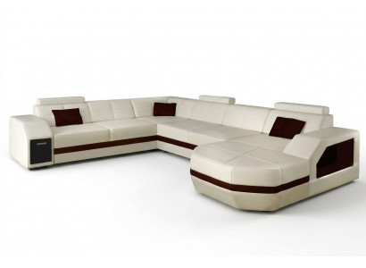 Żywy krajobraz Skórzana sofa kanapa Narożnikowa kanapa Narożnik Ustaw Design Nowoczesna Sofa z USB