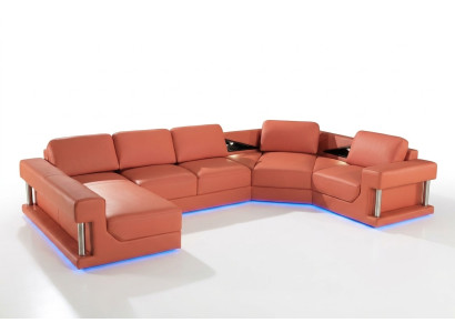 Skórzana sofa Żywy krajobraz Couch Narożnikowa kanapa Narożnik Ustaw Design Nowoczesna Sofa z USB