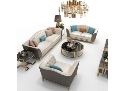 Chesterfield Edelstahl Leder Couch Polster Sitz 3+2+2 Garnitur Sofa Wohnzimmer