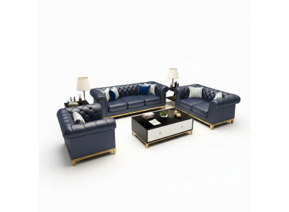 Chesterfield  Luxus Sofa Couch Polster Sitz Leder Garnitur 321 Sitzer Couchen