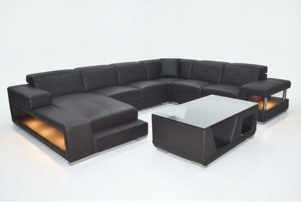 Skórzana sofa Narożnik Żywy krajobraz Ustawić Design Nowoczesna Narożnikowa kanapa Sofa Kształt U z USB