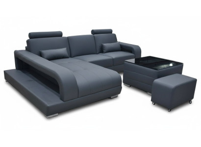 XXL Kanapa Skóra Żywy krajobraz Ustawić Design Nowoczesna sofa w kształcie litery L z USB Tabela