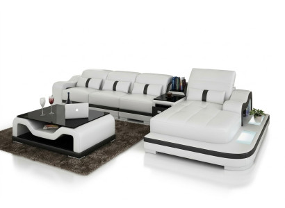 Sofa skórzana Kanapa Zestaw sofowy Nowa 3+2+1 miejsce do siedzenia Ustawić Design Nowoczesna Sofa +USB
