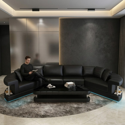 Żywy krajobraz Trapez Shaped Okrągłe Narożnikowa kanapa Sofa Okrągły Couch Podkładka U Shape + USB