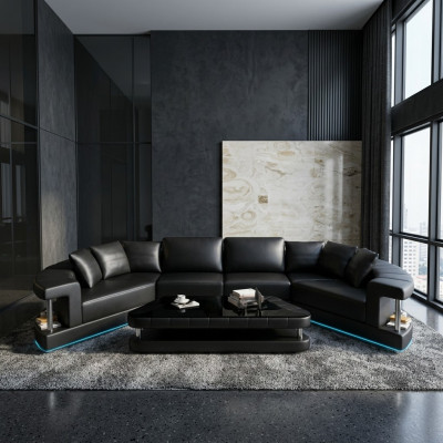 Żywy krajobraz Trapez Shaped Okrągłe Narożnikowa kanapa Sofa Okrągły Couch Podkładka U Shape + USB