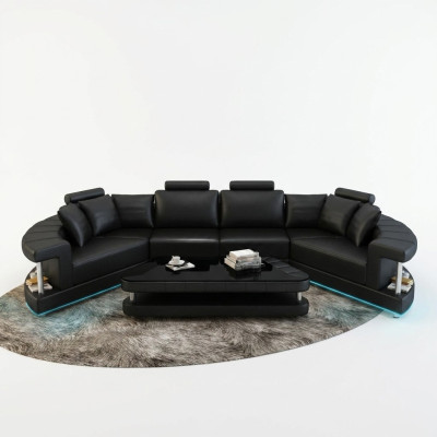 Żywy krajobraz Trapez Shaped Okrągłe Narożnikowa kanapa Sofa Okrągły Couch Podkładka U Shape + USB
