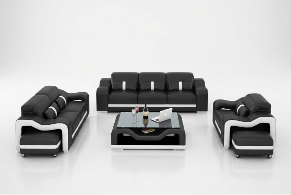 Design Zestaw sofowy Kanapa Podkładka Sofy Skóra Modern 3+2 miejsce do siedzenia Kompletny Zestaw Nowy