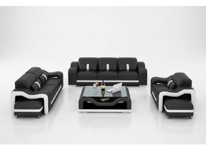 Design Zestaw sofowy Kanapa Podkładka Sofy Skóra Modern 3+2 miejsce do siedzenia Kompletny Zestaw Nowy