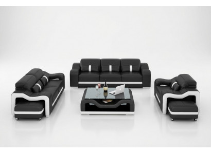 Design Zestaw sofowy Kanapa Podkładka Sofy Skóra Modern 3+2 miejsce do siedzenia Kompletny Zestaw Nowy