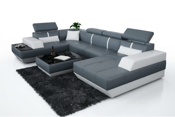 Nowoczesna sofa skórzana Podkładka Narożnikowa kanapa Sofa Couch Żywy krajobraz K5015 + USB