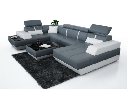 Nowoczesna sofa skórzana Podkładka Narożnikowa kanapa Sofa Couch Żywy krajobraz K5015 + USB