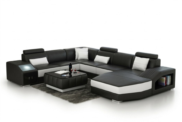 Zestaw narożny Skóra sofa salonowa tapicerowane narożniki Zestawy Żywy krajobraz +USB
