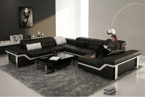 Nowoczesna sofa skórzana Narożnikowa kanapa Sofa Podkładka Kanapa Żywy krajobraz K5007 + USB