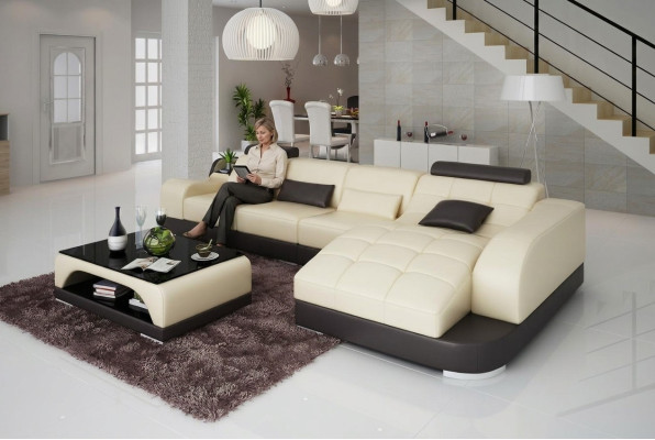 Narożnikowa kanapa Designerska sofa w kształcie litery L Podkładka Siedziba Ustawić Skóra Żywy krajobraz