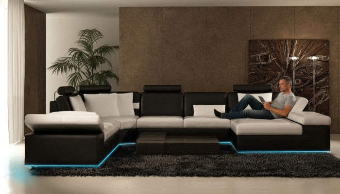 Nowoczesna część wypoczynkowa Narożnikowa kanapa Sofa Podkładka Sofa Żywy krajobraz Skóra Sofa