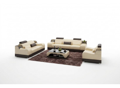 Design Zestaw sofowy Kanapa Podkładka Sofy Skóra 3+2 miejsce do siedzenia Kompletny Zestaw New Modern
