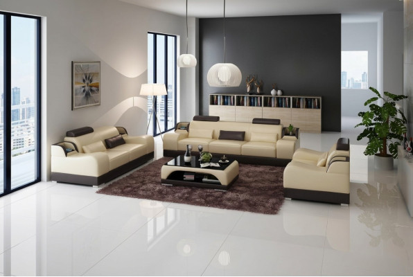 Zestaw sofowy Kanapa Podkładka Sofa 3+3 Kompletny zestaw Obcios Design Skóra 2-częściowy.
