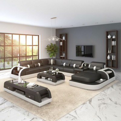 Luksusowa Sofa Żywy krajobraz Podkładka U Form Zestaw narożny Narożnikowa kanapa Couch XXL Big + USB