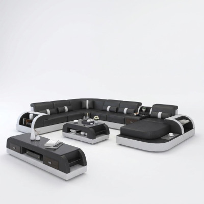 Luksusowa Sofa Żywy krajobraz Podkładka U Form Zestaw narożny Narożnikowa kanapa Couch XXL Big + USB