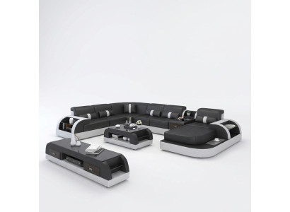 Luksusowa Sofa Żywy krajobraz Podkładka U Form Zestaw narożny Narożnikowa kanapa Couch XXL Big + USB