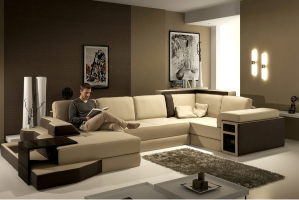 XXL Design Duża Sofa +USB Narożnikowa kanapa Kanapa Wohlandschaft U Form Skóra Włókienniczy Narożnik