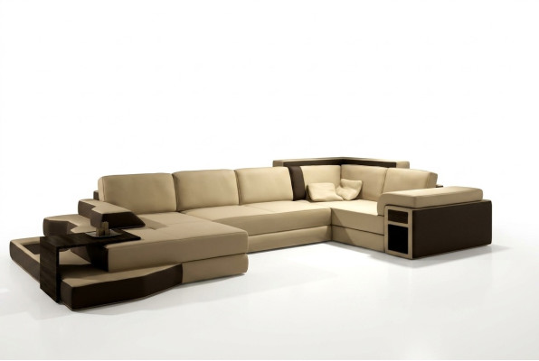 XXL Design Duża Sofa +USB Narożnikowa kanapa Kanapa Wohlandschaft U Form Skóra Włókienniczy Narożnik