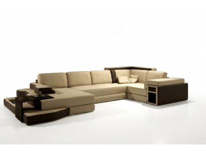 XXL Design Duża Sofa +USB Narożnikowa kanapa Kanapa Wohlandschaft U Form Skóra Włókienniczy Narożnik