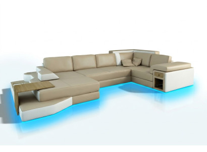 XXL Design Narożnikowa kanapa Duża Sofa z USB Couch Wohlandschaft U Form Skóra Włókienniczy Narożnik