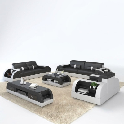 Zestaw sofowy Kanapa Podkładka Sofa 3+1 Kompletny zestaw Obcios Design Skóra 2-częściowy.