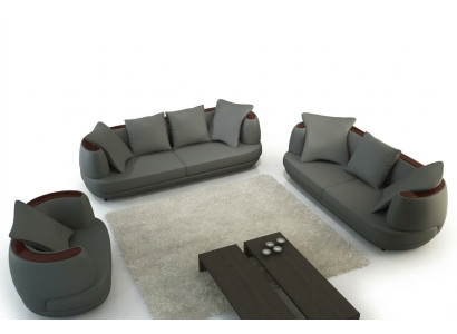 Zestaw sofowy z USB Luksusowa Designerska Kanapa Podkładka 3+2+1 Skóra Sofa Siedziba Szara Nowość
