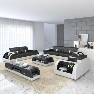 Zestaw sofowy z USB Couch Podkładka Skóra Sofa 3+2+1 Klasyczne Kanapy Siedziba NOWOŚĆ