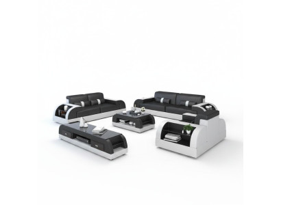 Zestaw sofowy z USB Couch Podkładka Skóra Sofa 3+2+1 Klasyczne Kanapy Siedziba NOWOŚĆ