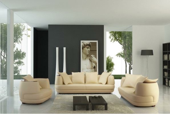 Zestaw sofowy + USB Luksusowa Designerska Kanapa Podkładka 3+2+1 Skóra Sofa Siedziba Beżowa NOWOŚĆ