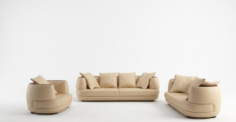 Zestaw sofowy + USB Luksusowa Designerska Kanapa Podkładka 3+2+1 Skóra Sofa Siedziba Beżowa NOWOŚĆ