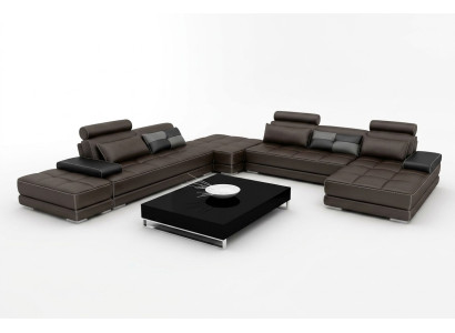 Sofa skórzana kanapa Żywy krajobraz Narożnikowa kanapa Narożnik Ustaw Design Nowoczesna Sofa + USB Nowość