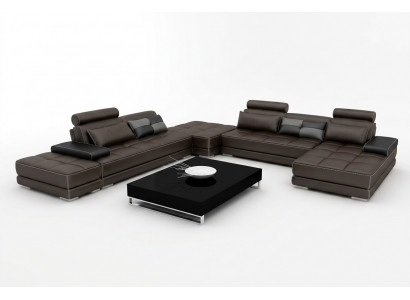 Sofa skórzana kanapa Żywy krajobraz Narożnikowa kanapa Narożnik Ustaw Design Nowoczesna Sofa + USB Nowość