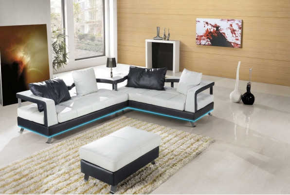 Sofa skórzana kanapa Żywy krajobraz Narożnikowa kanapa Narożnik Ustaw Design Nowoczesna Sofa + USB Nowość