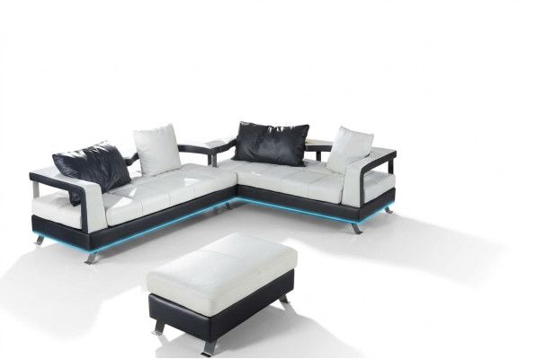 Sofa skórzana kanapa Żywy krajobraz Narożnikowa kanapa Narożnik Ustaw Design Nowoczesna Sofa + USB Nowość