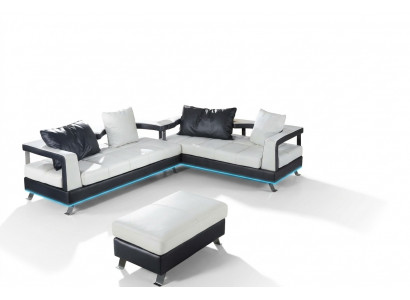 Sofa skórzana kanapa Żywy krajobraz Narożnikowa kanapa Narożnik Ustaw Design Nowoczesna Sofa + USB Nowość