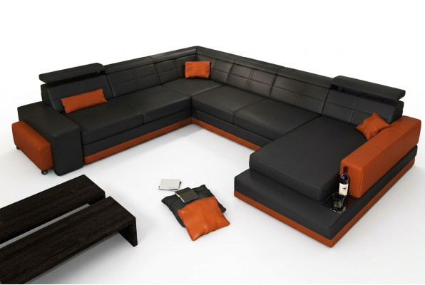 Skórzana Sofa Kanapa Nowy Żywy krajobraz Narożnikowa kanapa Narożnik Ustawić Design Nowoczesna Sofa + USB