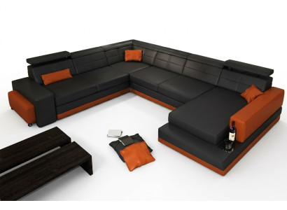 Skórzana Sofa Kanapa Nowy Żywy krajobraz Narożnikowa kanapa Narożnik Ustawić Design Nowoczesna Sofa + USB