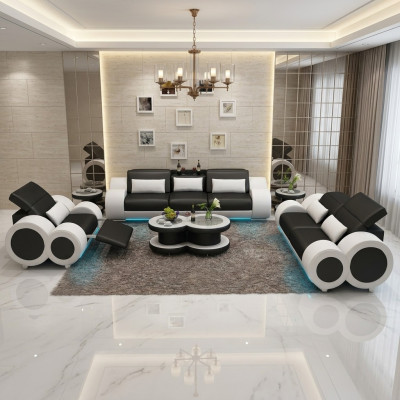 Sofa skórzana Kanapa Zestaw sofowy 3+2+1 Ustawić Design Nowoczesna Sofa + miejsce do siedzenia USB Nowa